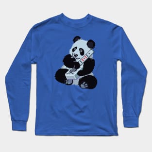 Mahjong Panda Pixel Art Long Sleeve T-Shirt